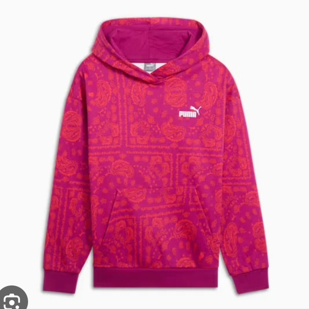 PUMA Pink Paisley Hoodie Pullover Sweatshirt XS